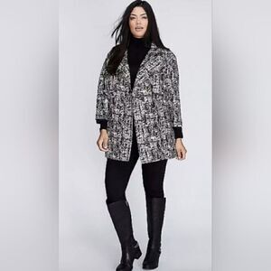LANE‎ BRYANT Metallic Printed Jacket Coat  Black Silver -  Size 22/24